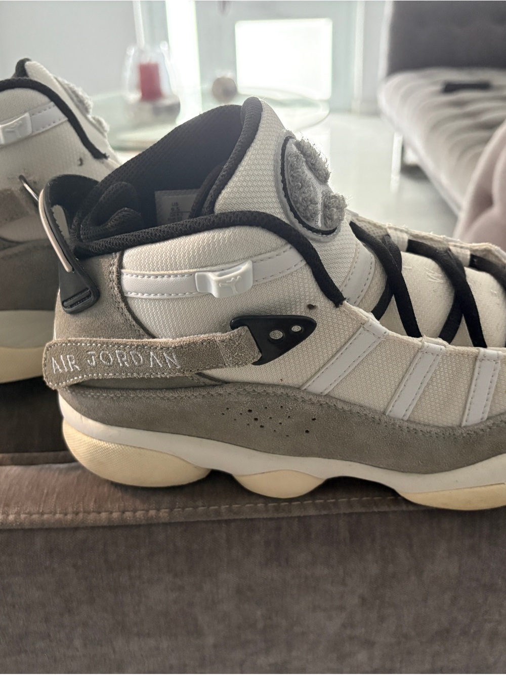 Jordan Men's White and Gray High-Top Athletic Sneakers